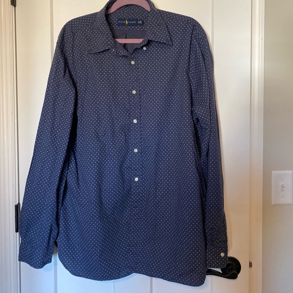 Ralph Lauren, button-down, men’s dress shirt, navy‎ with light blue SZ XXL - Picture 1 of 6